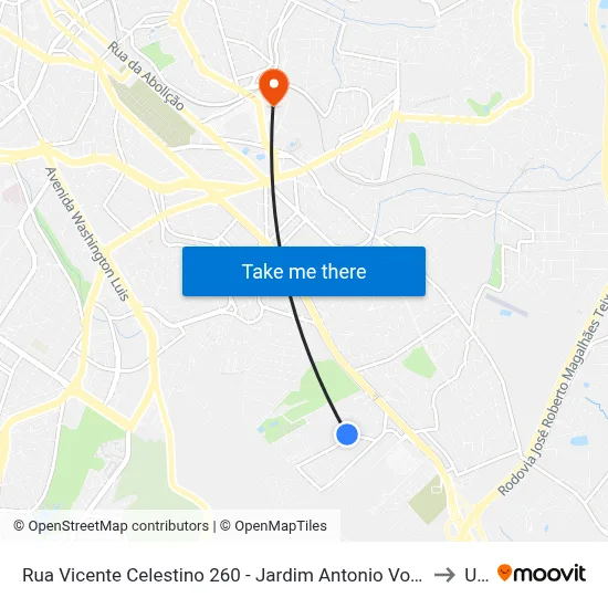 Rua Vicente Celestino 260 - Jardim Antonio Von Zuben Campinas - SP Brasil to Unip map