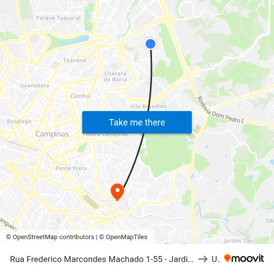 Rua Frederico Marcondes Machado 1-55 - Jardim Boa Esperança Campinas - SP 13091-508 Brasil to Unip map