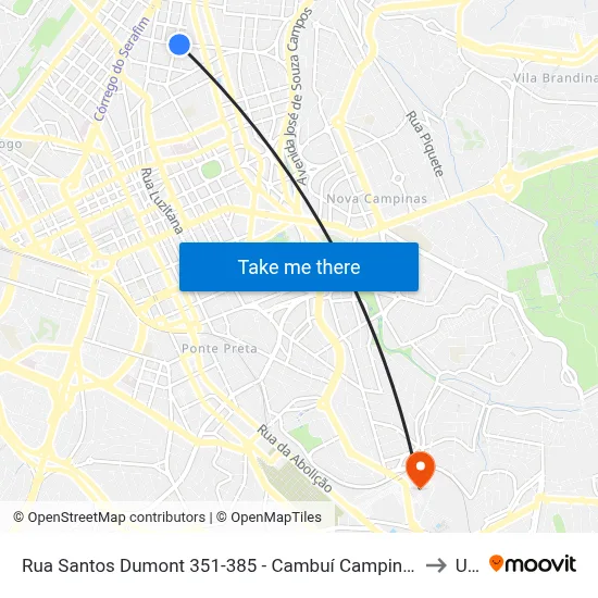 Rua Santos Dumont 351-385 - Cambuí Campinas - SP 13024-020 Brasil to Unip map