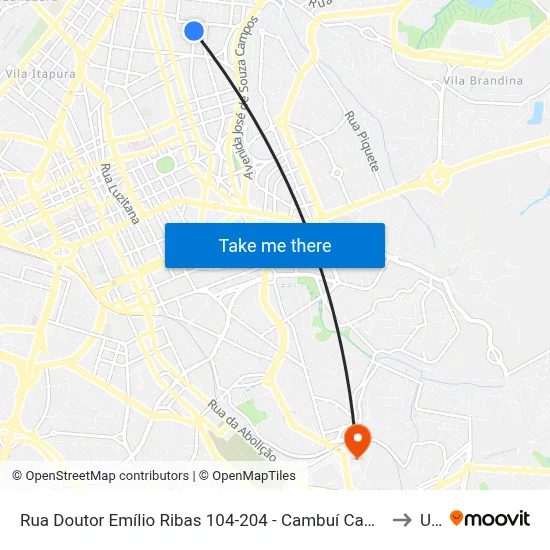 Rua Doutor Emílio Ribas 104-204 - Cambuí Campinas - SP 13025-140 Brasil to Unip map