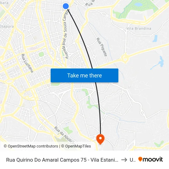 Rua Quirino Do Amaral Campos 75 - Vila Estanislau Campinas - SP 13023-570 Brasil to Unip map