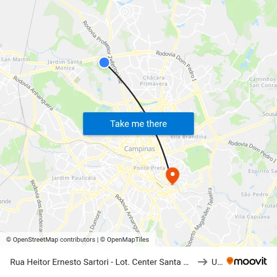 Rua Heitor Ernesto Sartori - Lot. Center Santa Genebra Campinas - SP Brasil to Unip map
