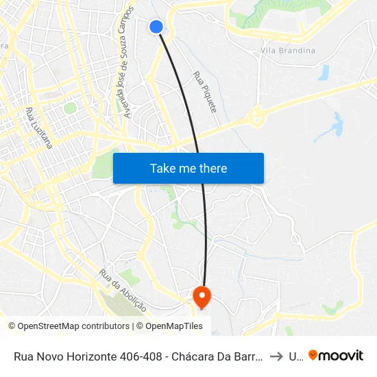 Rua Novo Horizonte 406-408 - Chácara Da Barra Campinas - SP 13090-768 Brasil to Unip map