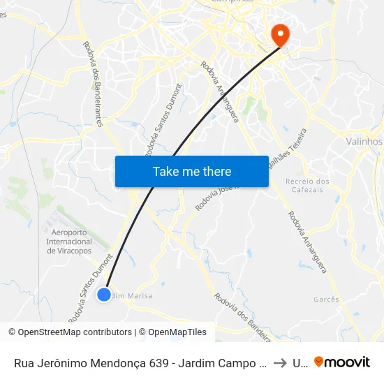 Rua Jerônimo Mendonça 639 - Jardim Campo Belo Campinas - SP Brasil to Unip map