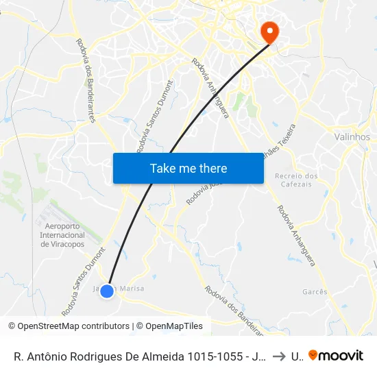 R. Antônio Rodrigues De Almeida 1015-1055 - Jardim Itaguacu I Campinas - SP 13053-181 Brasil to Unip map