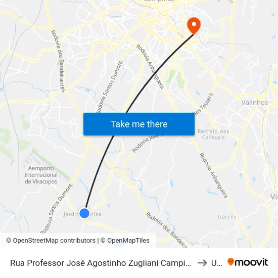 Rua Professor José Agostinho Zugliani Campinas - São Paulo Brasil to Unip map