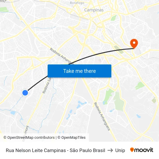Rua Nelson Leite Campinas - São Paulo Brasil to Unip map