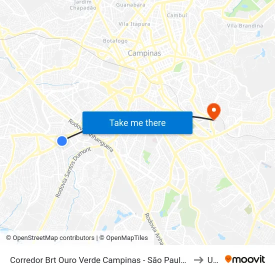 Corredor Brt Ouro Verde Campinas - São Paulo 13050 Brasil to Unip map
