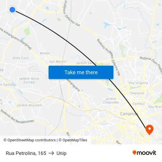 Rua Petrolina, 165 to Unip map