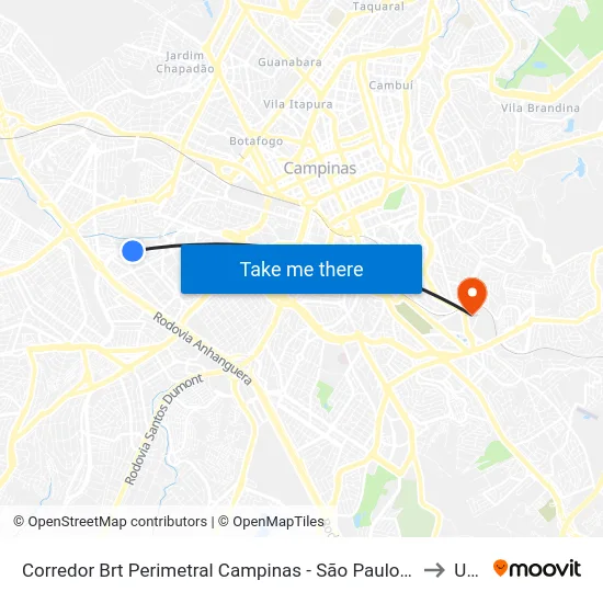 Corredor Brt Perimetral Campinas - São Paulo 13031 Brasil to Unip map
