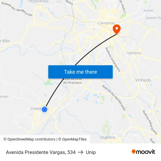 Avenida Presidente Vargas, 534 to Unip map