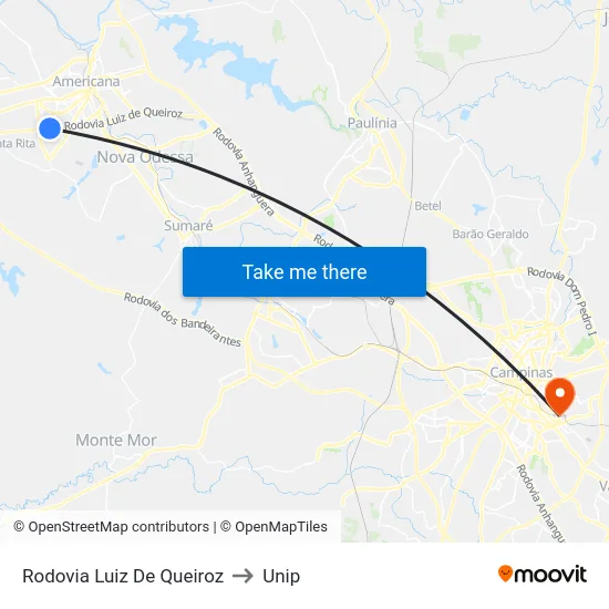 Rodovia Luiz De Queiroz to Unip map