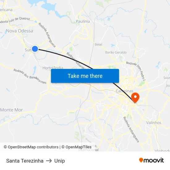 Santa Terezinha to Unip map