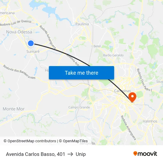 Avenida Carlos Basso, 401 to Unip map