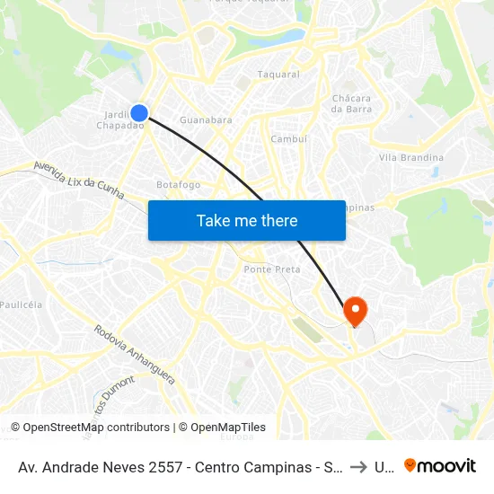 Av. Andrade Neves 2557 - Centro Campinas - SP 13013-160 Brasil to Unip map