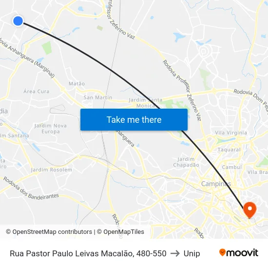 Rua Pastor Paulo Leivas Macalão, 480-550 to Unip map