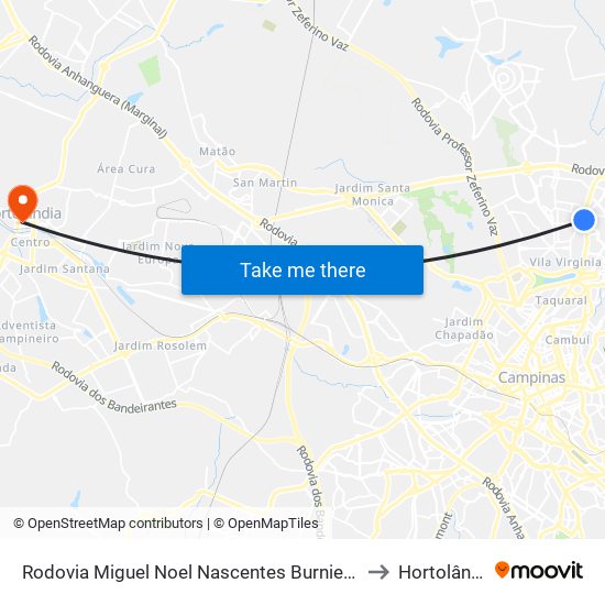 Rodovia Miguel Noel Nascentes Burnier - Cpfl to Hortolândia map