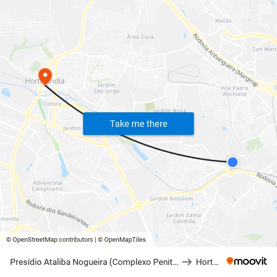 Presídio Ataliba Nogueira (Complexo Penitenciário Campinas-Hortolândia) to Hortolândia map