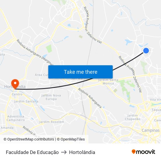 Faculdade De Educação to Hortolândia map