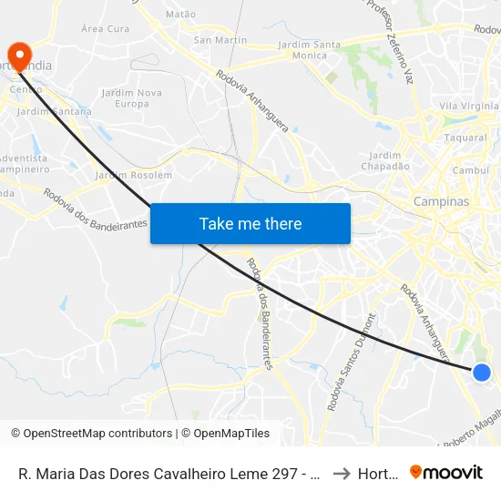 R. Maria Das Dores Cavalheiro Leme 297 - Parque Jambeiro Campinas - SP Brasil to Hortolândia map