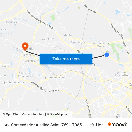 Av. Comendador Aladino Selmi 7691-7985 - Chácaras Campos Dos Amarais Campinas - SP Brasil to Hortolândia map