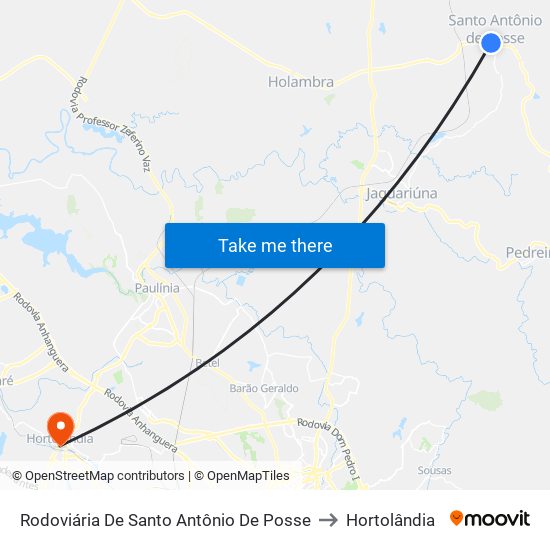 Rodoviária De Santo Antônio De Posse to Hortolândia map