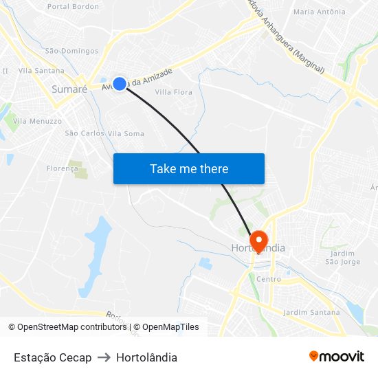 Estação Cecap to Hortolândia map