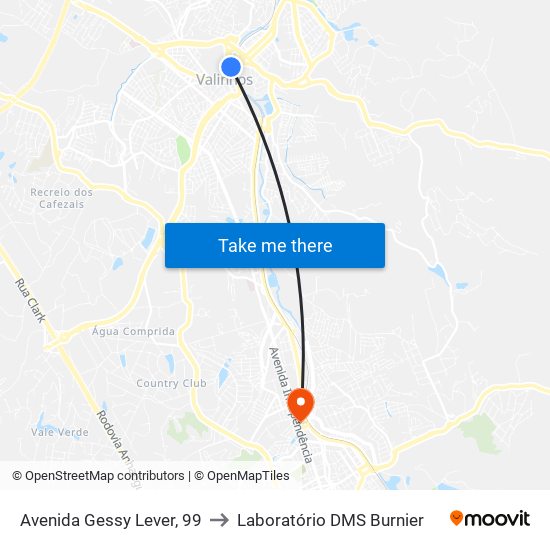 Avenida Gessy Lever, 99 to Laboratório DMS Burnier map