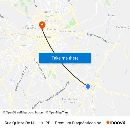 Rua Quinze De Novembro, 256-328 to PDI - Premium Diagnósticos por Imagem - Hospital Renascença map