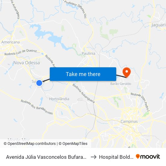Avenida Júlia Vasconcelos Bufarah, 359 to Hospital Boldrini map