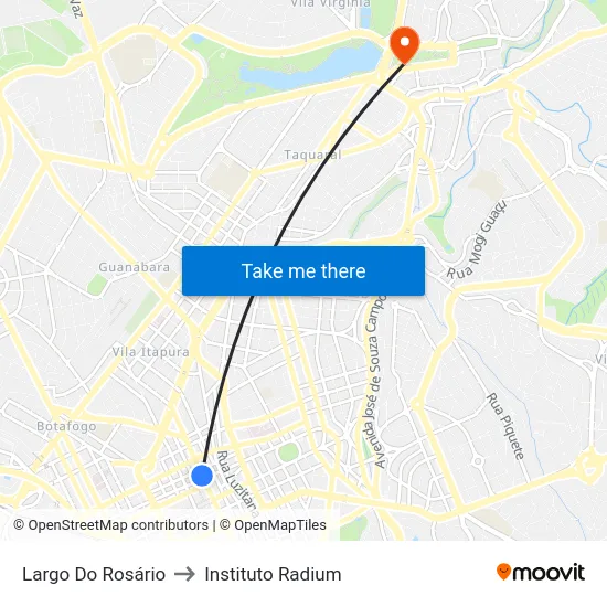 Largo Do Rosário to Instituto Radium map