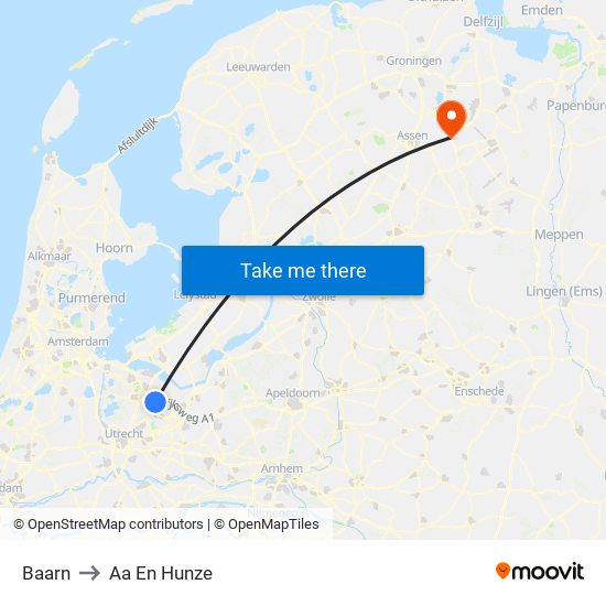 Baarn to Aa En Hunze map