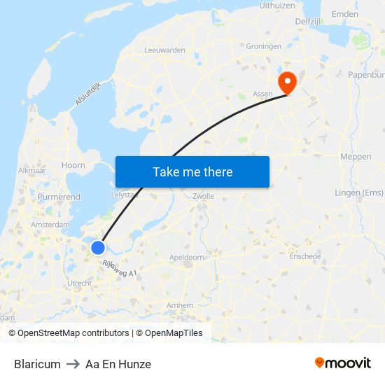 Blaricum to Aa En Hunze map