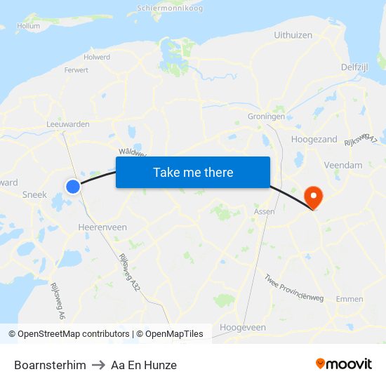 Boarnsterhim to Aa En Hunze map