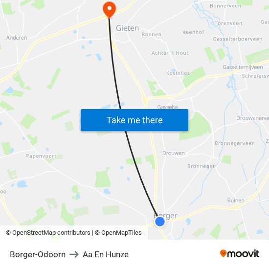 Borger-Odoorn to Aa En Hunze map