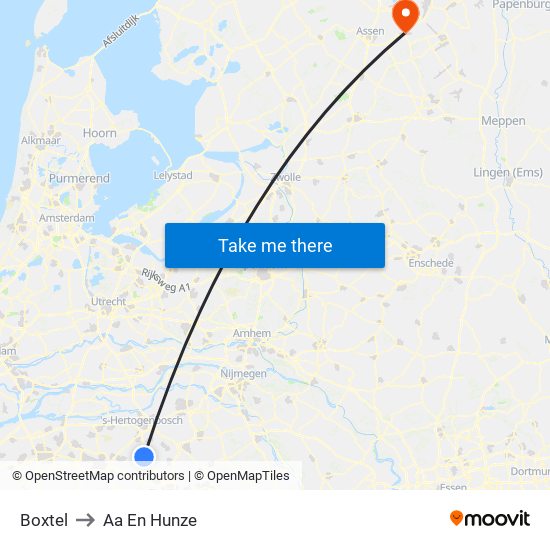 Boxtel to Aa En Hunze map