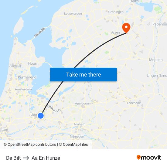 De Bilt to Aa En Hunze map