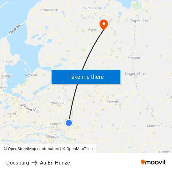 Doesburg to Aa En Hunze map