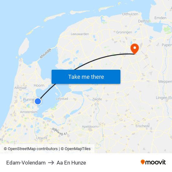 Edam-Volendam to Aa En Hunze map