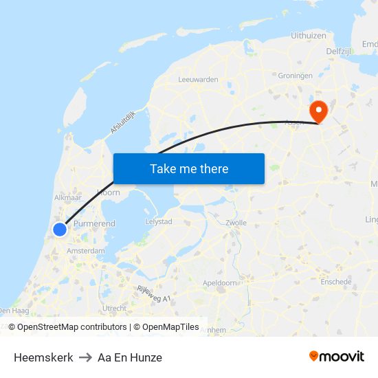 Heemskerk to Aa En Hunze map