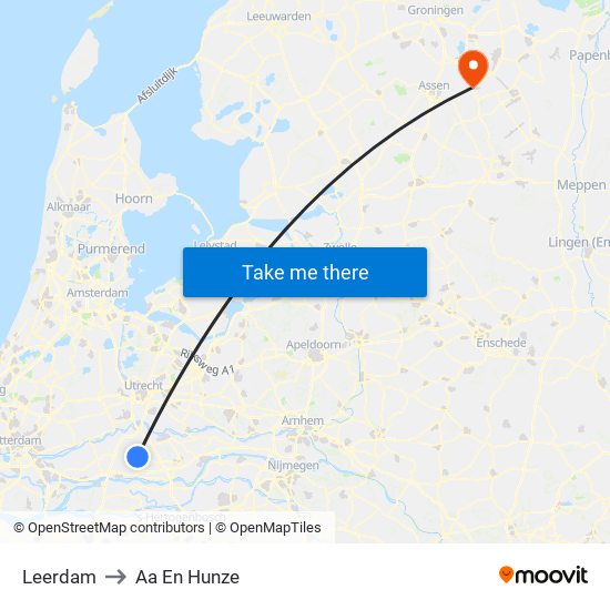 Leerdam to Aa En Hunze map