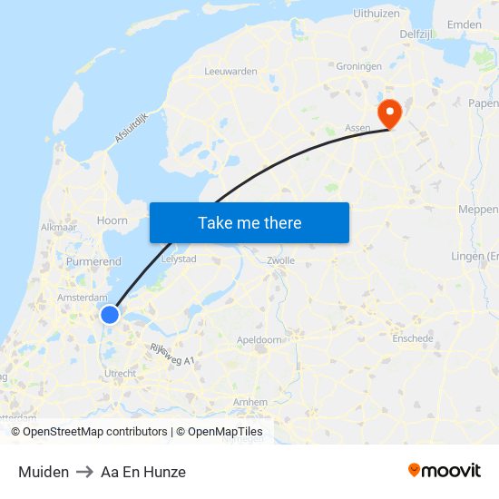 Muiden to Aa En Hunze map