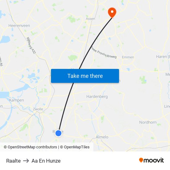 Raalte to Aa En Hunze map