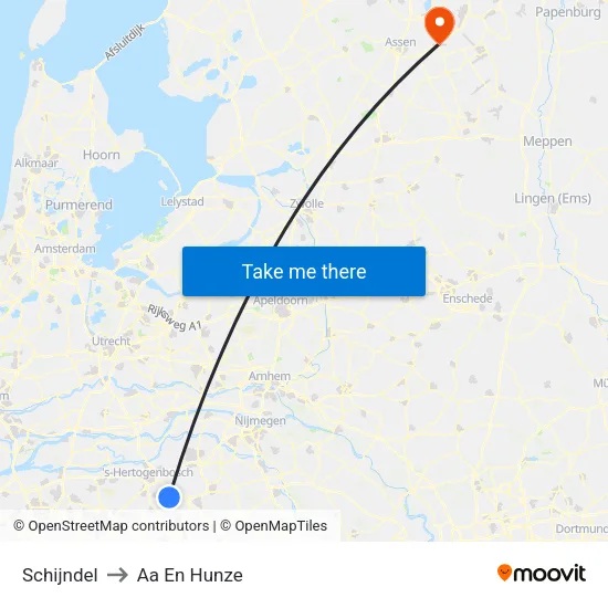 Schijndel to Aa En Hunze map