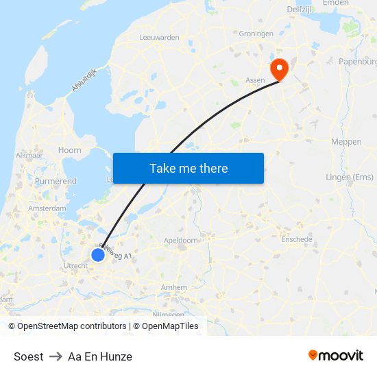 Soest to Aa En Hunze map