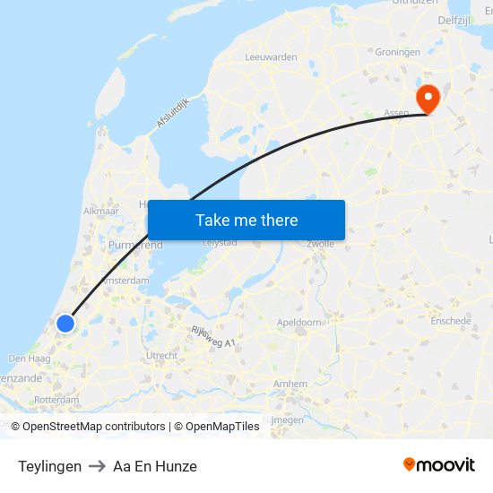 Teylingen to Aa En Hunze map