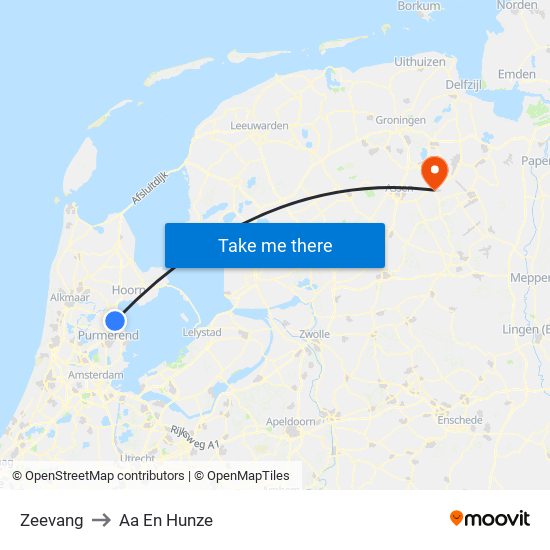 Zeevang to Aa En Hunze map