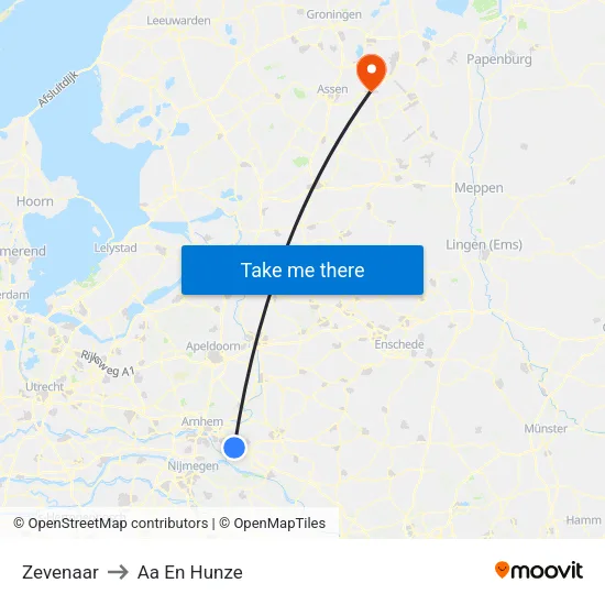 Zevenaar to Aa En Hunze map
