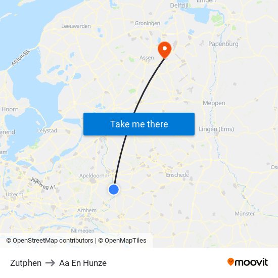 Zutphen to Aa En Hunze map