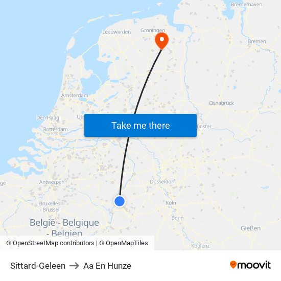 Sittard-Geleen to Aa En Hunze map